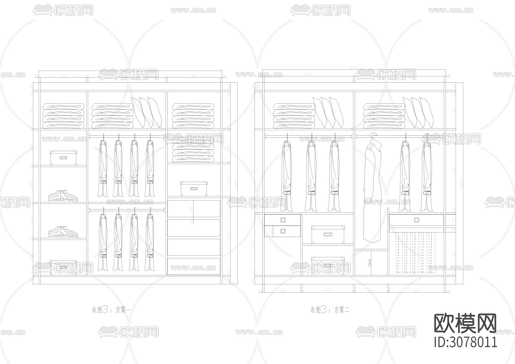 33款-室内衣柜装饰立面图例图块下载（渲染图6）