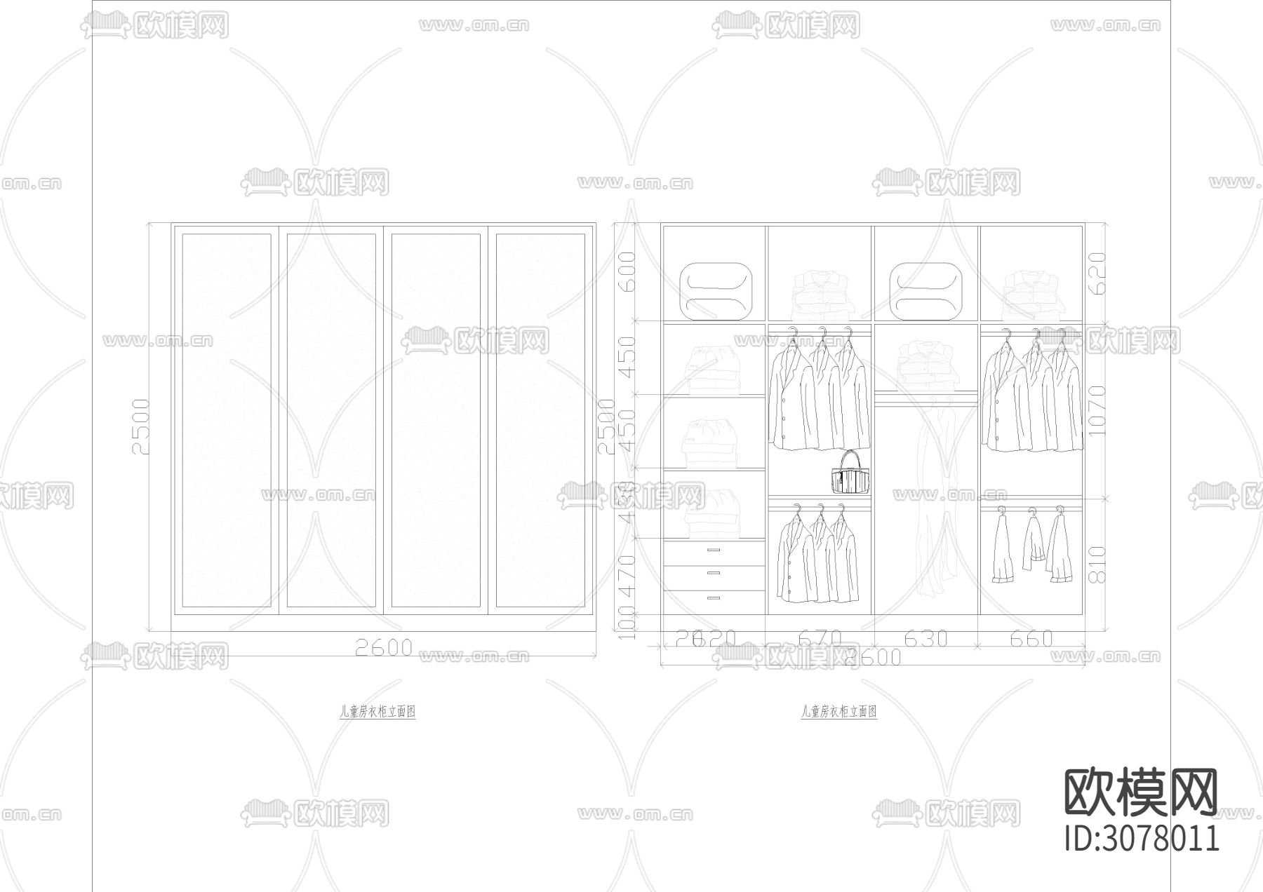 33款-室内衣柜装饰立面图例图块下载（渲染图3）