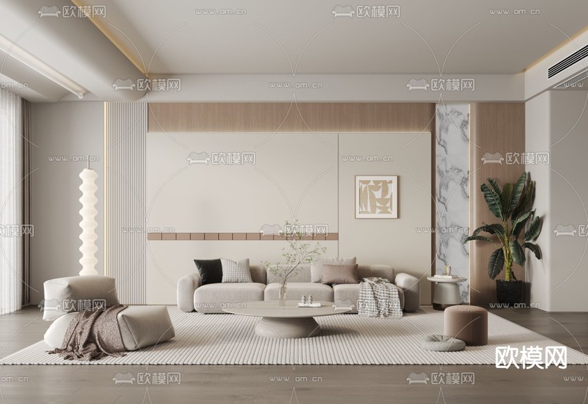 简约客厅3d模型下载