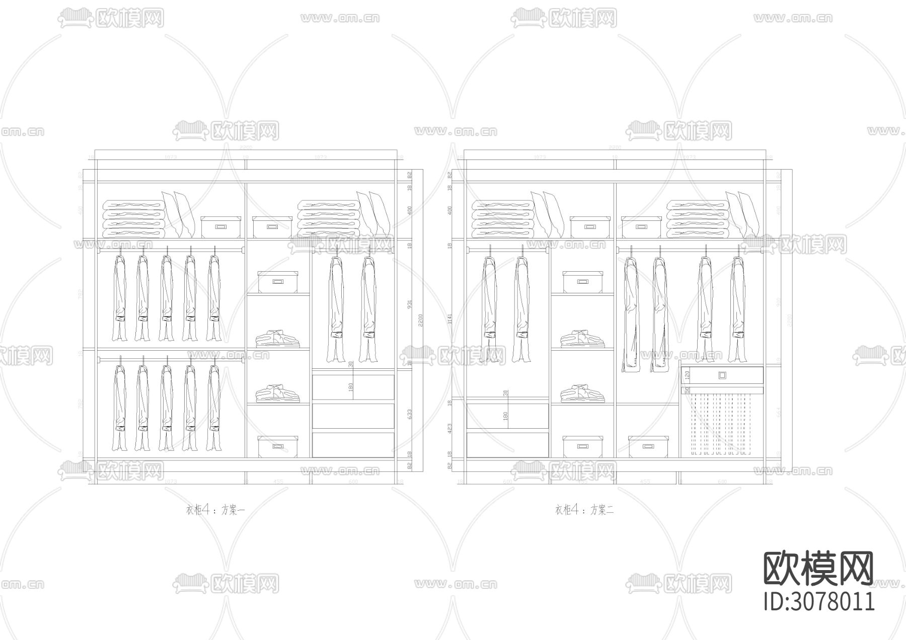 33款-室内衣柜装饰立面图例图块下载（渲染图5）