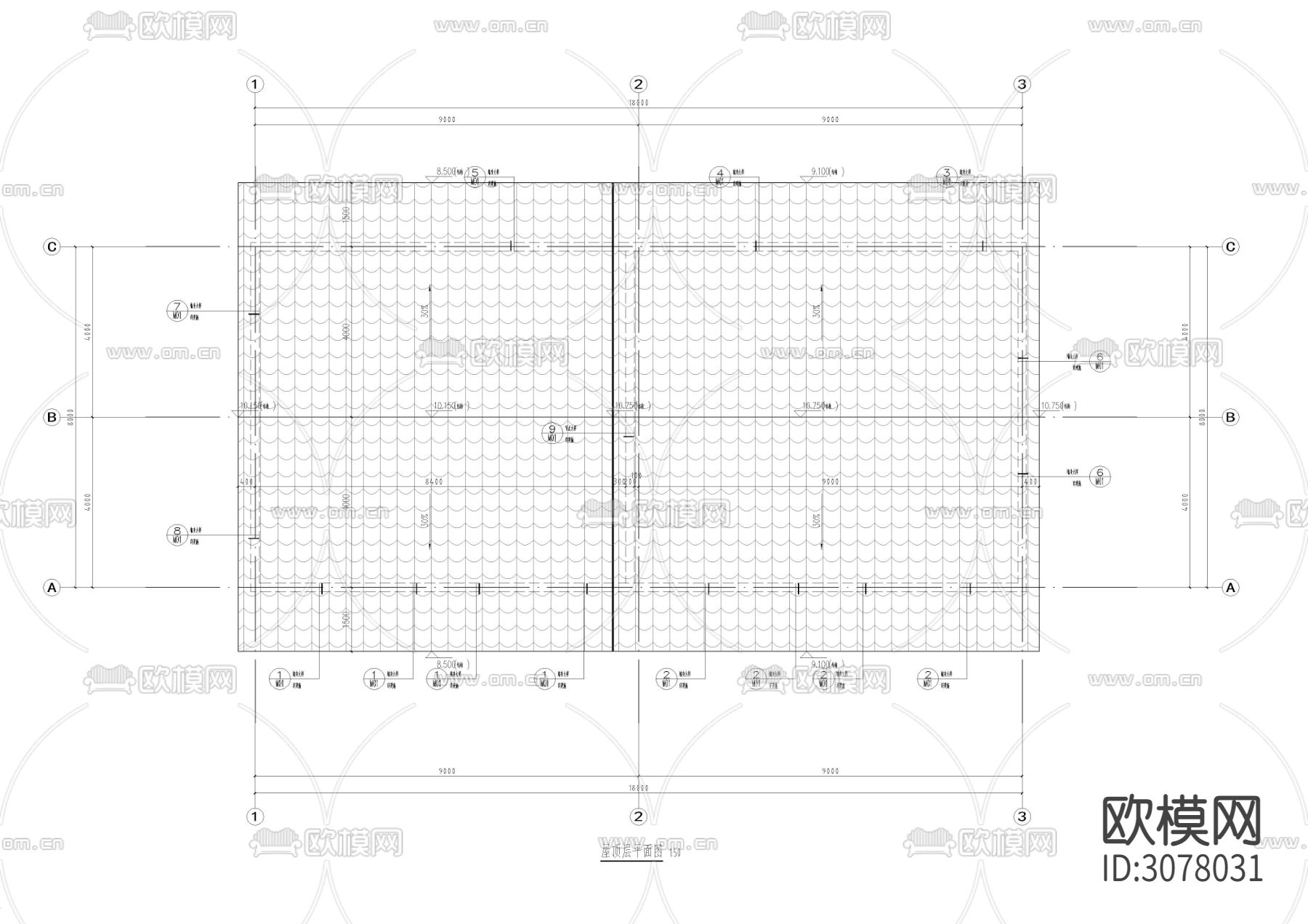 青江超市建筑CAD施工图下载（渲染图2）
