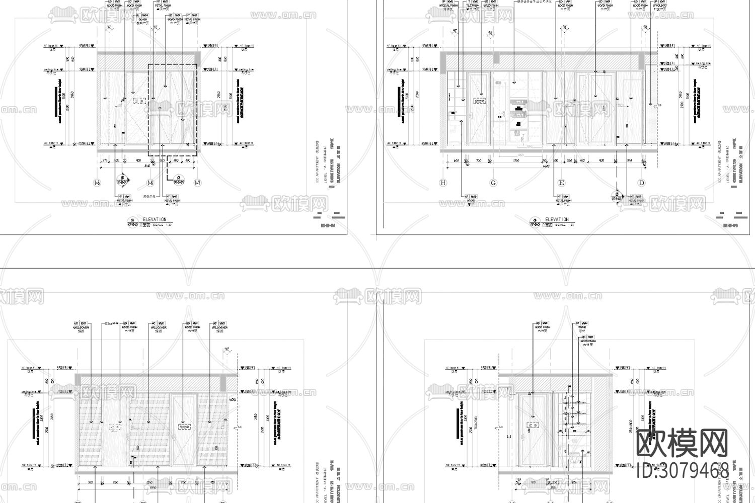 家装 别墅平面立面 节点大样图下载（渲染图4）