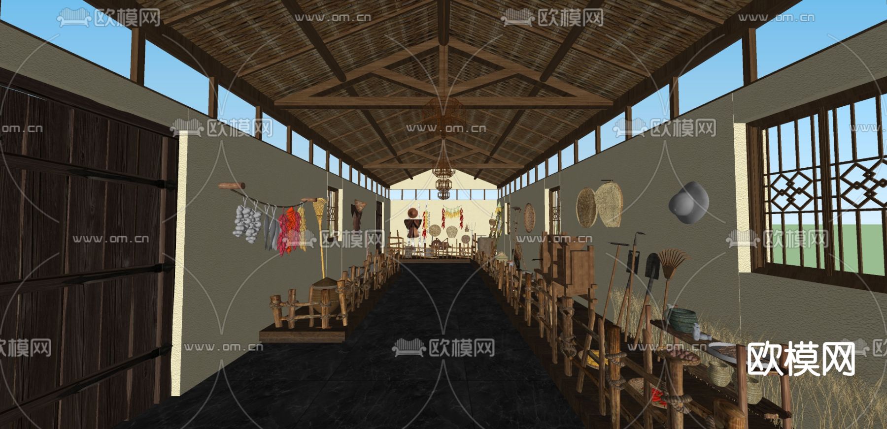 村史馆 中式展厅 乡村展厅 非遗展厅 乡贤馆su模型下载