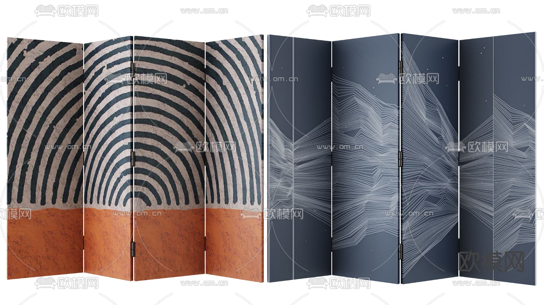 中古风屏风 隔断3d模型下载