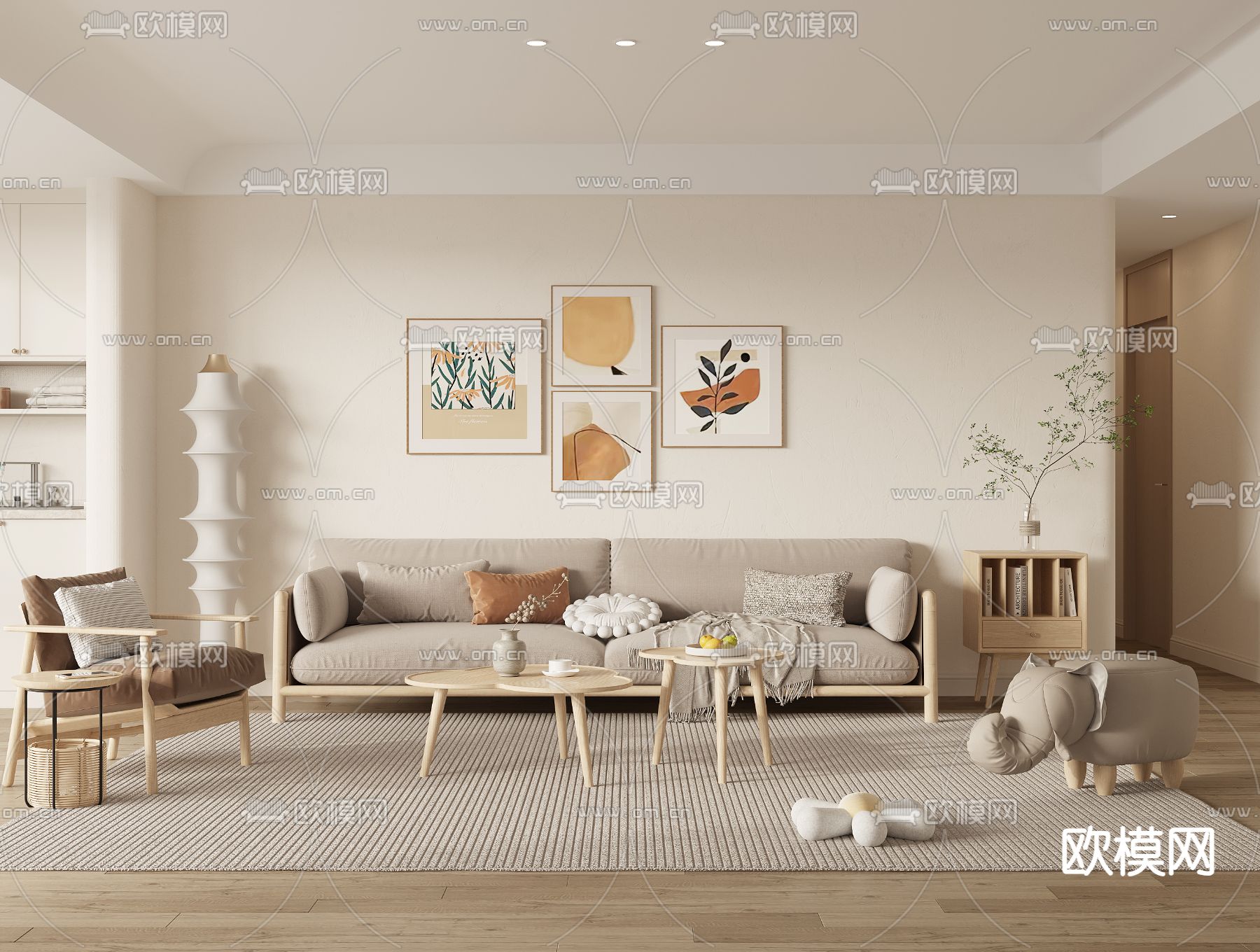 北欧客厅3d模型下载