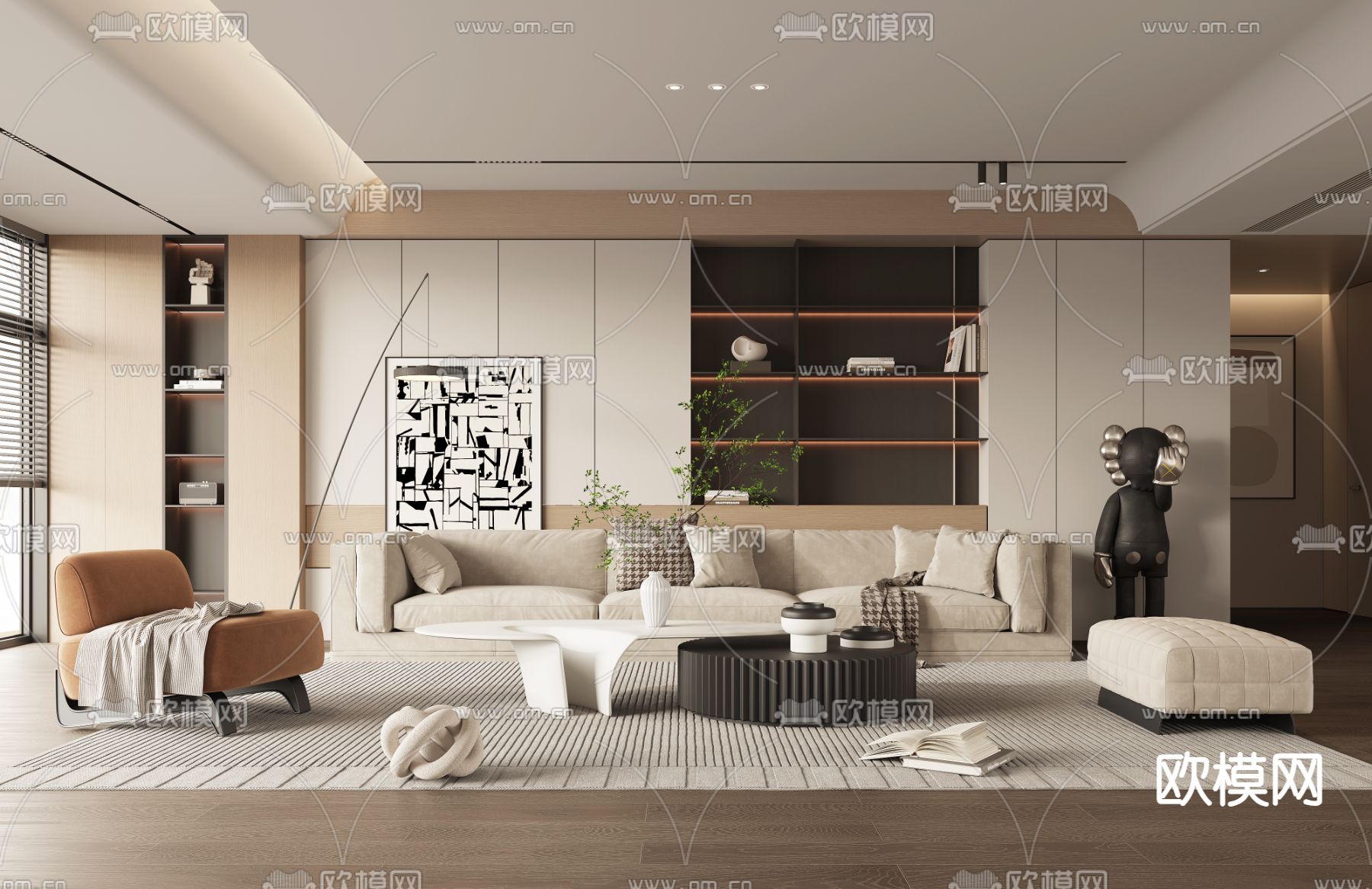 现代客厅3d模型下载