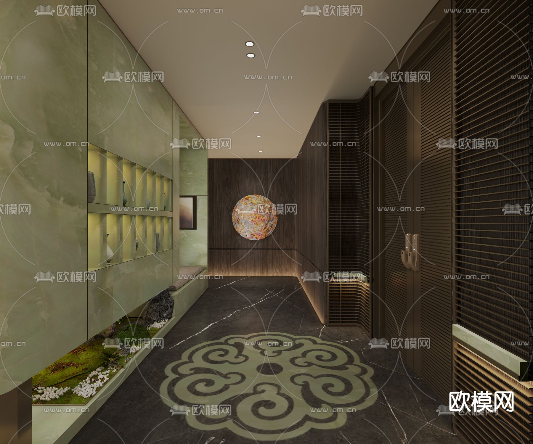 新中式玄关 过道 走廊3d模型下载