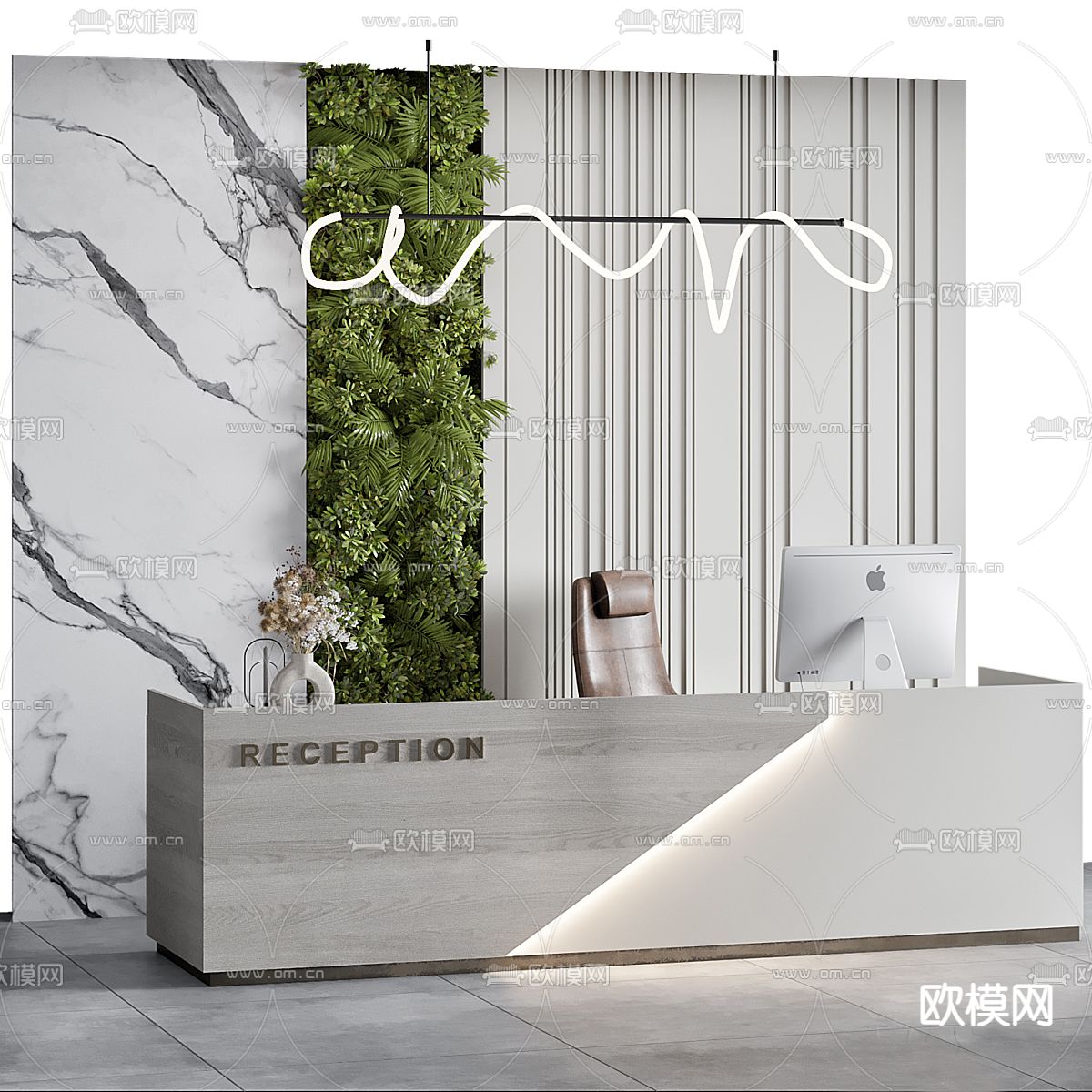 前台 接待台 服务台 咨询台3d模型下载（渲染图1）