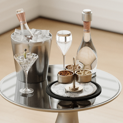  现代摆件 水杯 酒杯 酒瓶 瓶子 厨房摆件su模型 