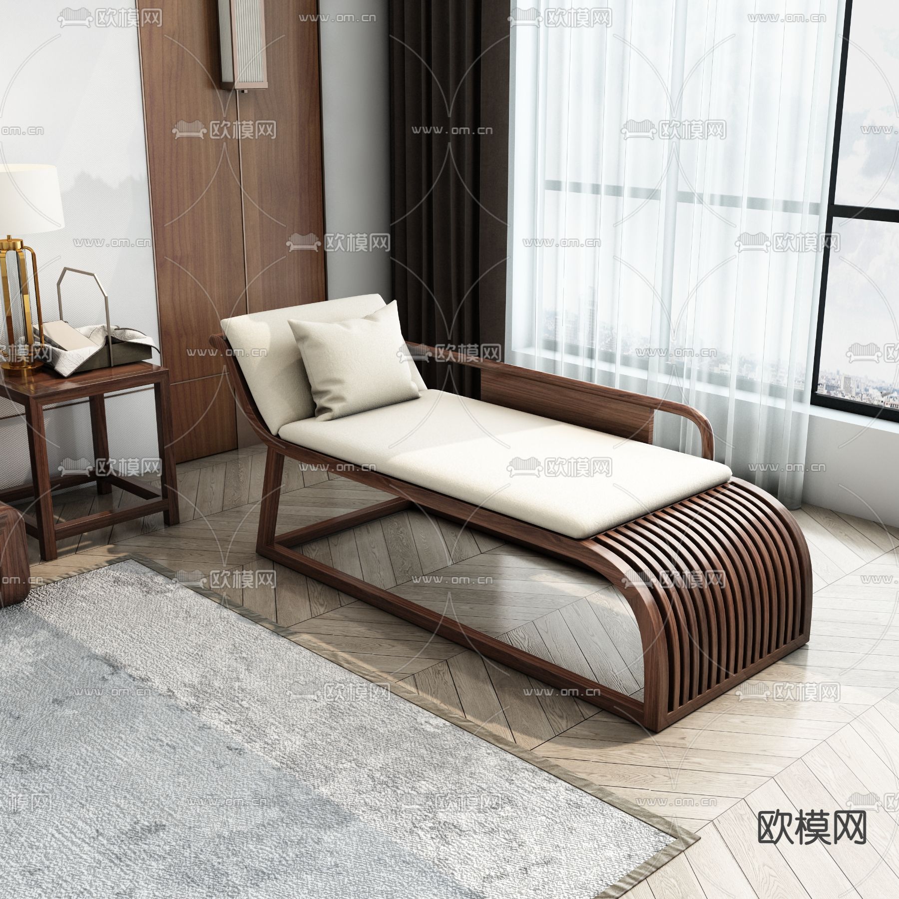 中式沙发 贵妃椅3d模型下载