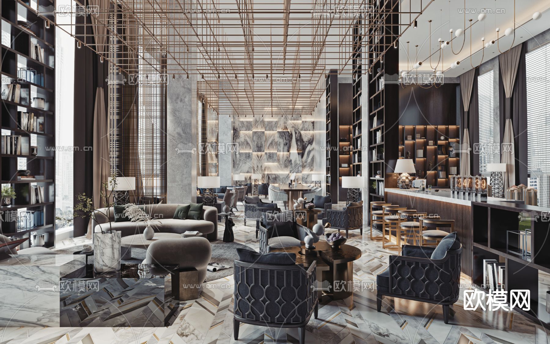 现代售楼处 洽谈区3d模型下载