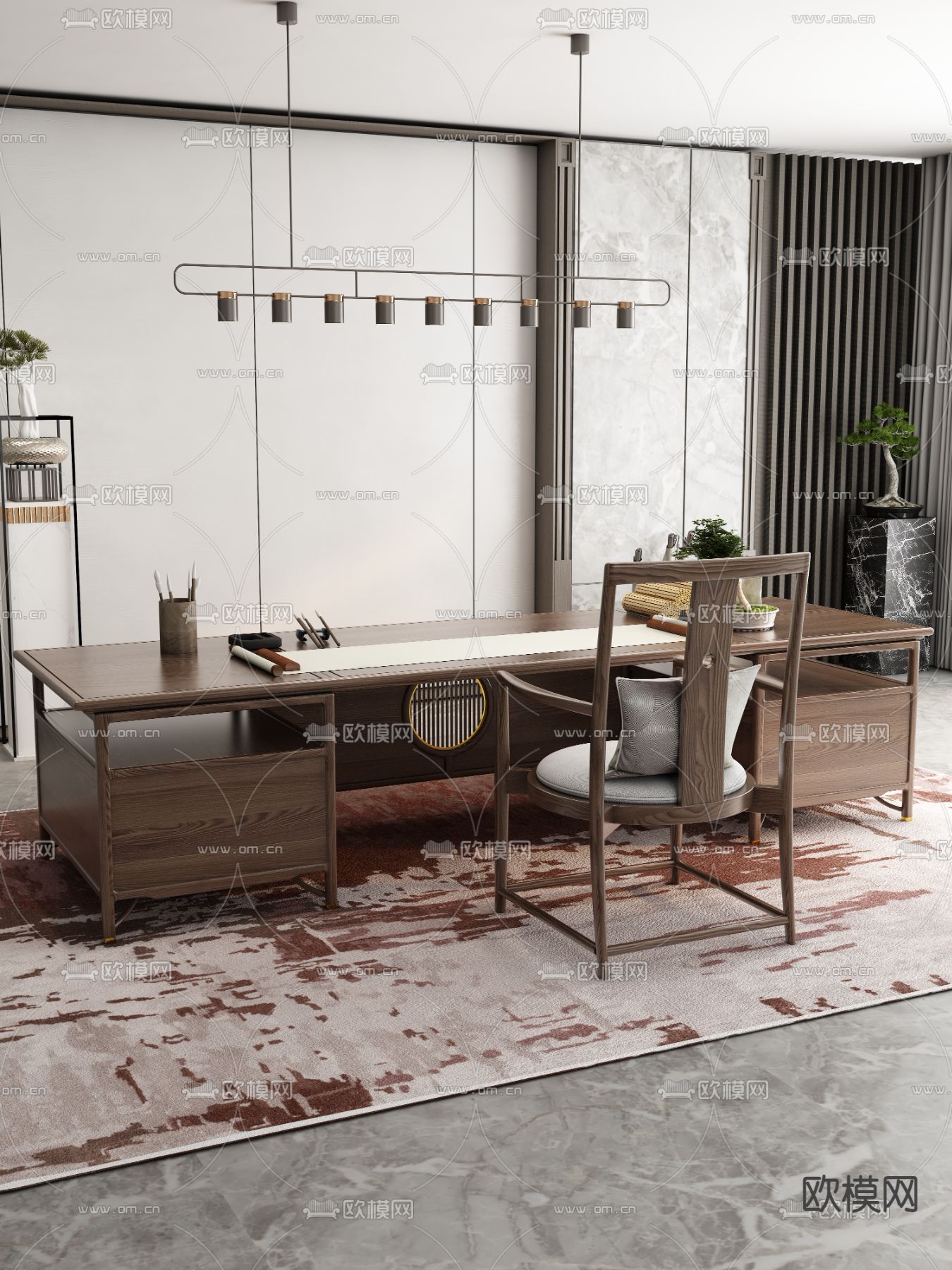 中式书桌 书台3d模型下载