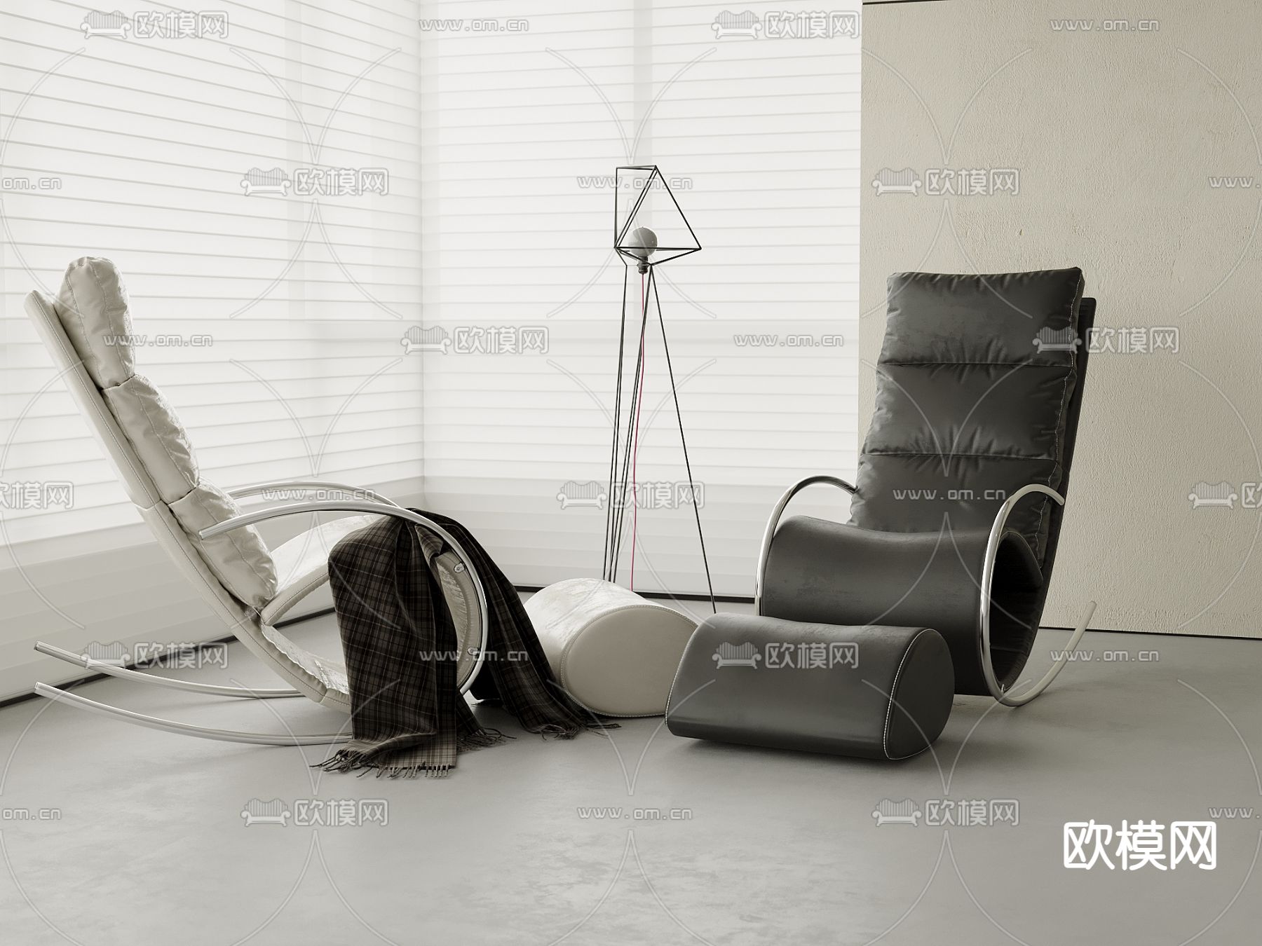 现代摇椅 躺椅 休闲椅3d模型下载