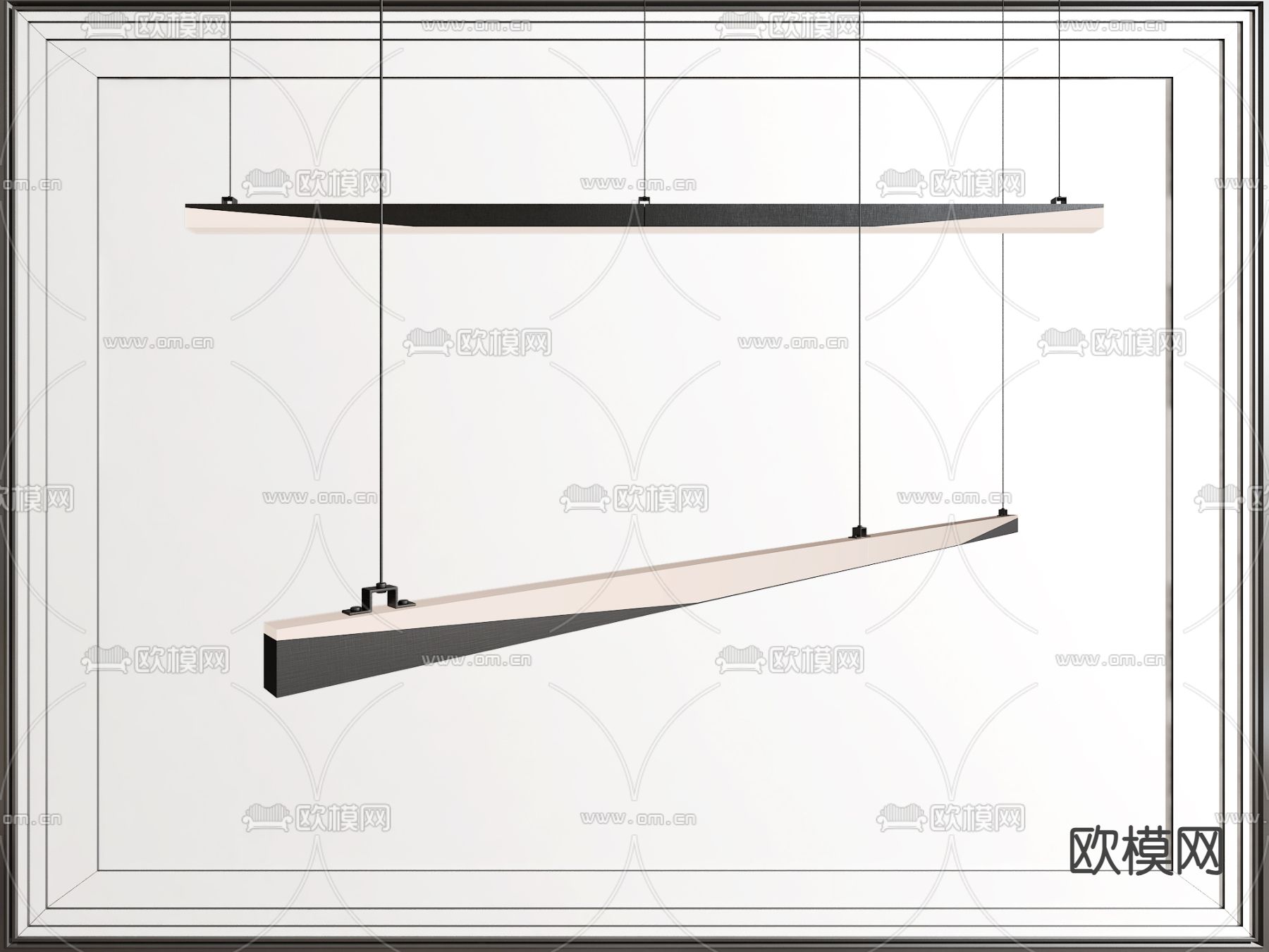 办公吊灯 长条吊灯 极简吊灯3d模型下载