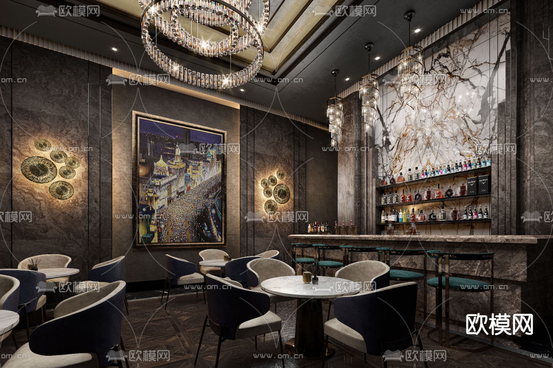 美式酒吧 清吧3d模型下载