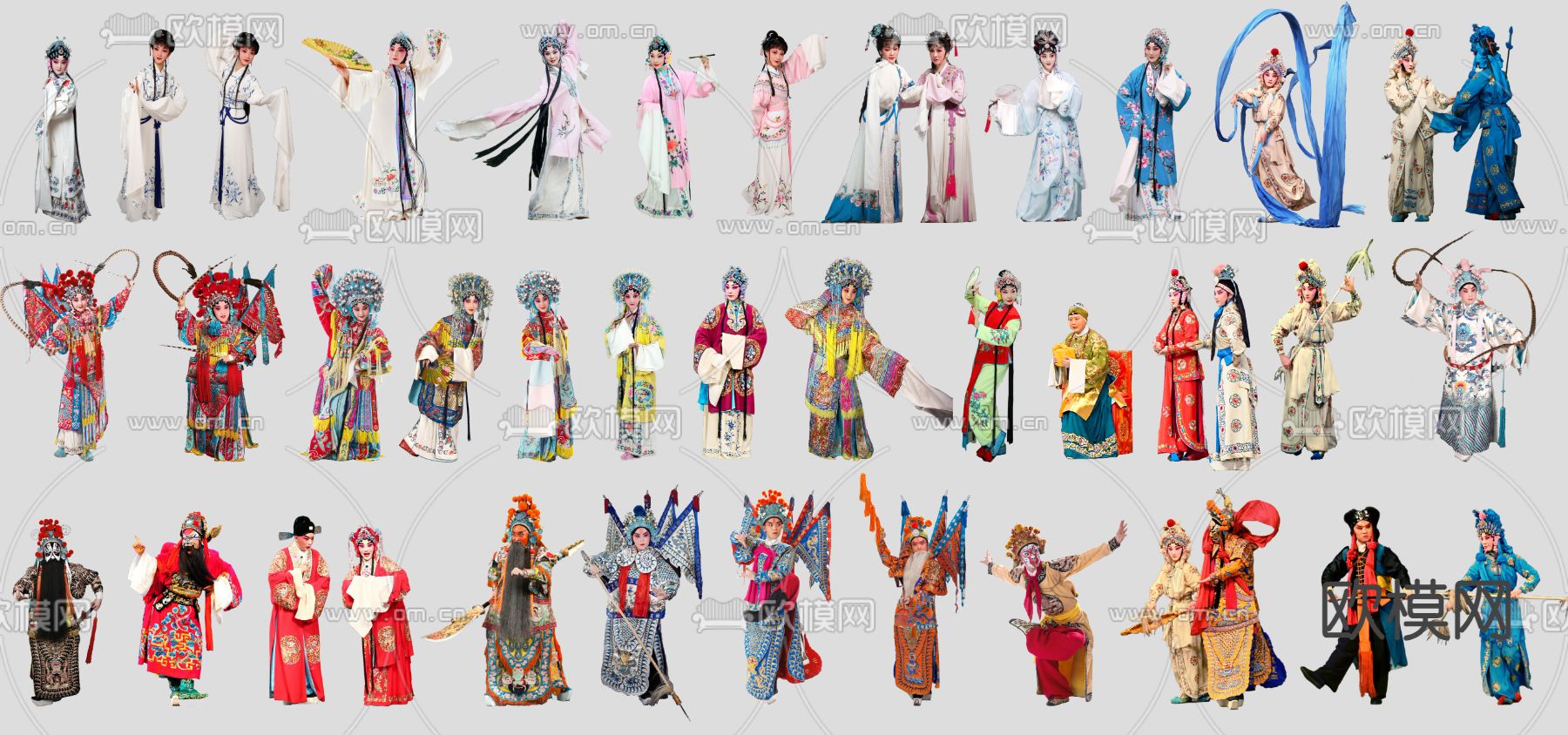 2D中国戏曲人物 京剧 歌剧 越剧 戏剧表演su模型下载