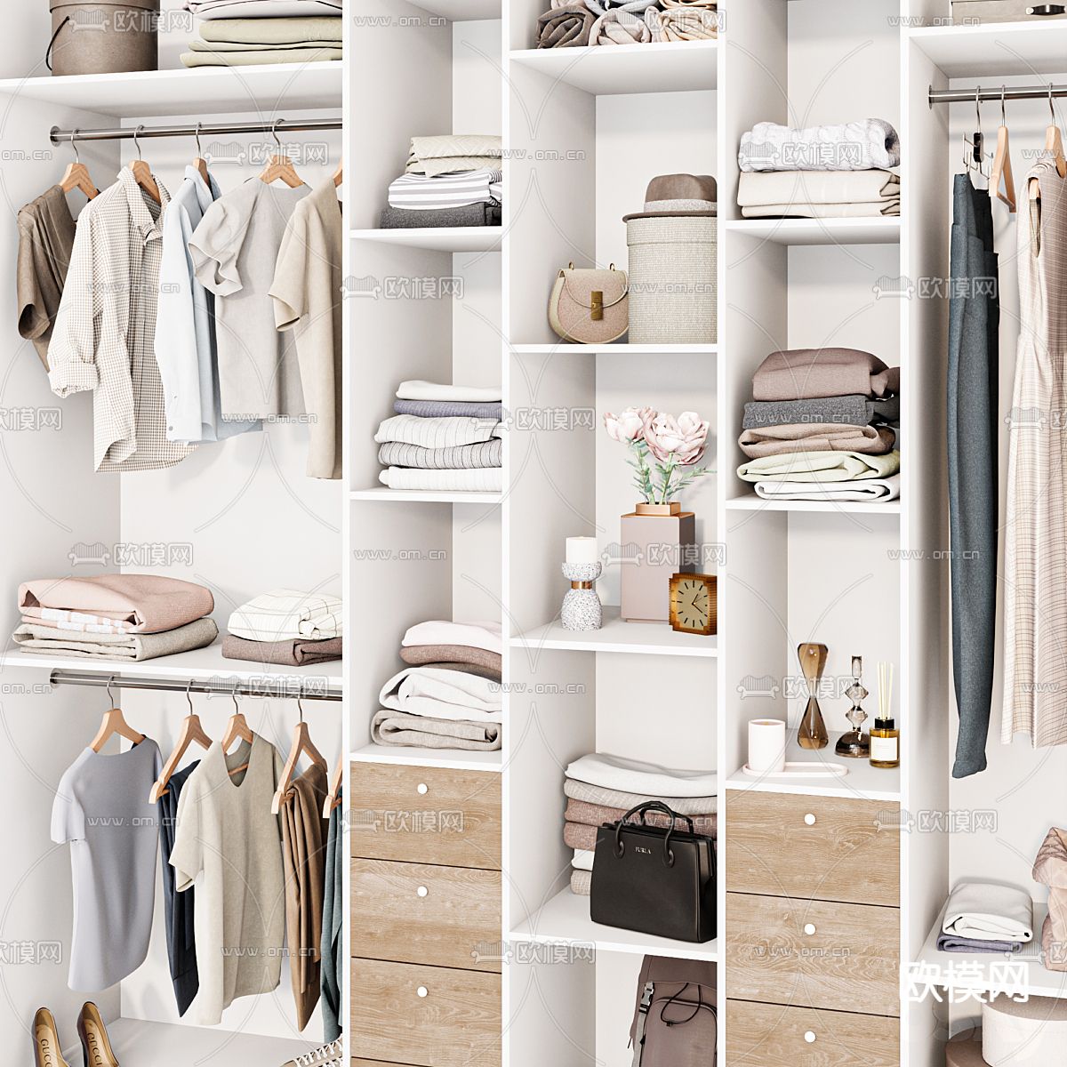 无门衣柜 衣橱3d模型下载（渲染图3）