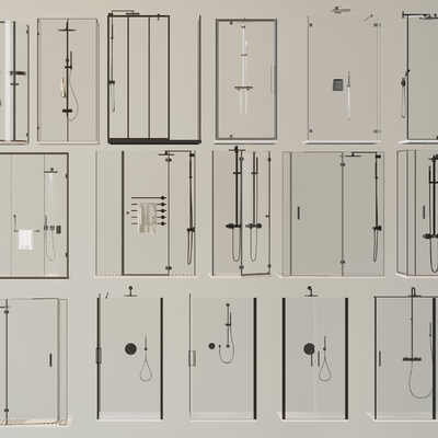  现代淋浴间 冲凉房su模型 