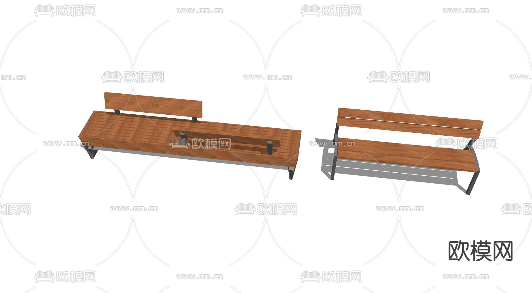 现代公共座椅 景观座椅 户外椅凳 su模型下载（渲染图1）