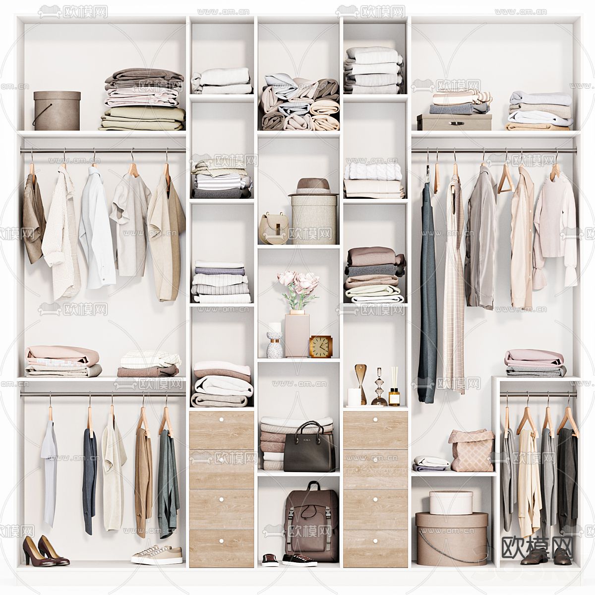 无门衣柜 衣橱3d模型下载（渲染图1）