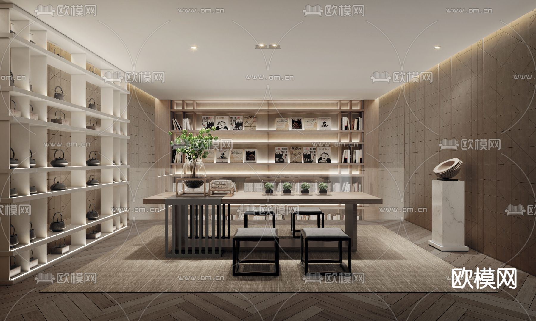 新中式茶室3d模型下载