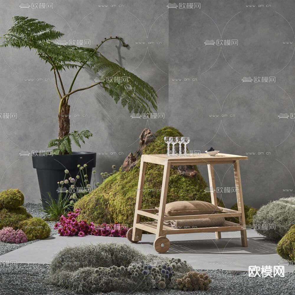 Blinde 移动餐车 活动推车3d模型下载（渲染图1）