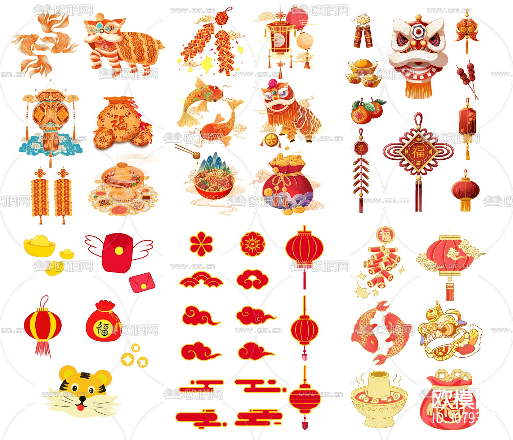 新年装饰画 插画 新年元素 中式元素下载