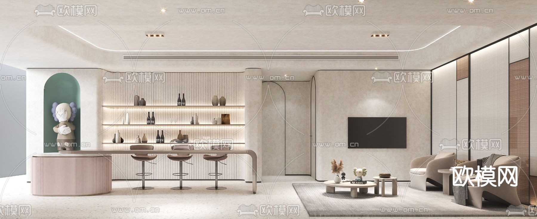 别墅会客厅3d模型下载