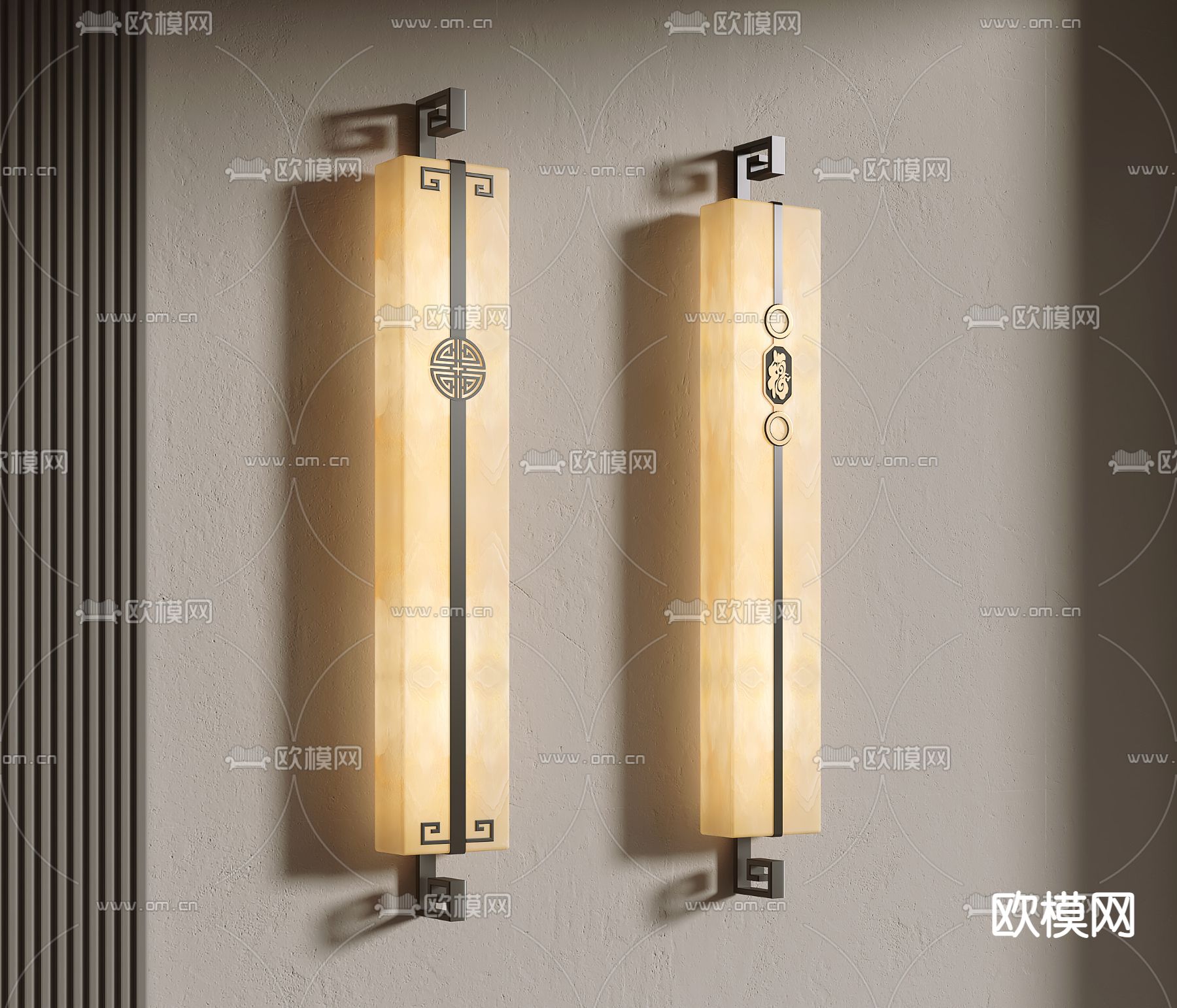 新中式壁灯3d模型下载