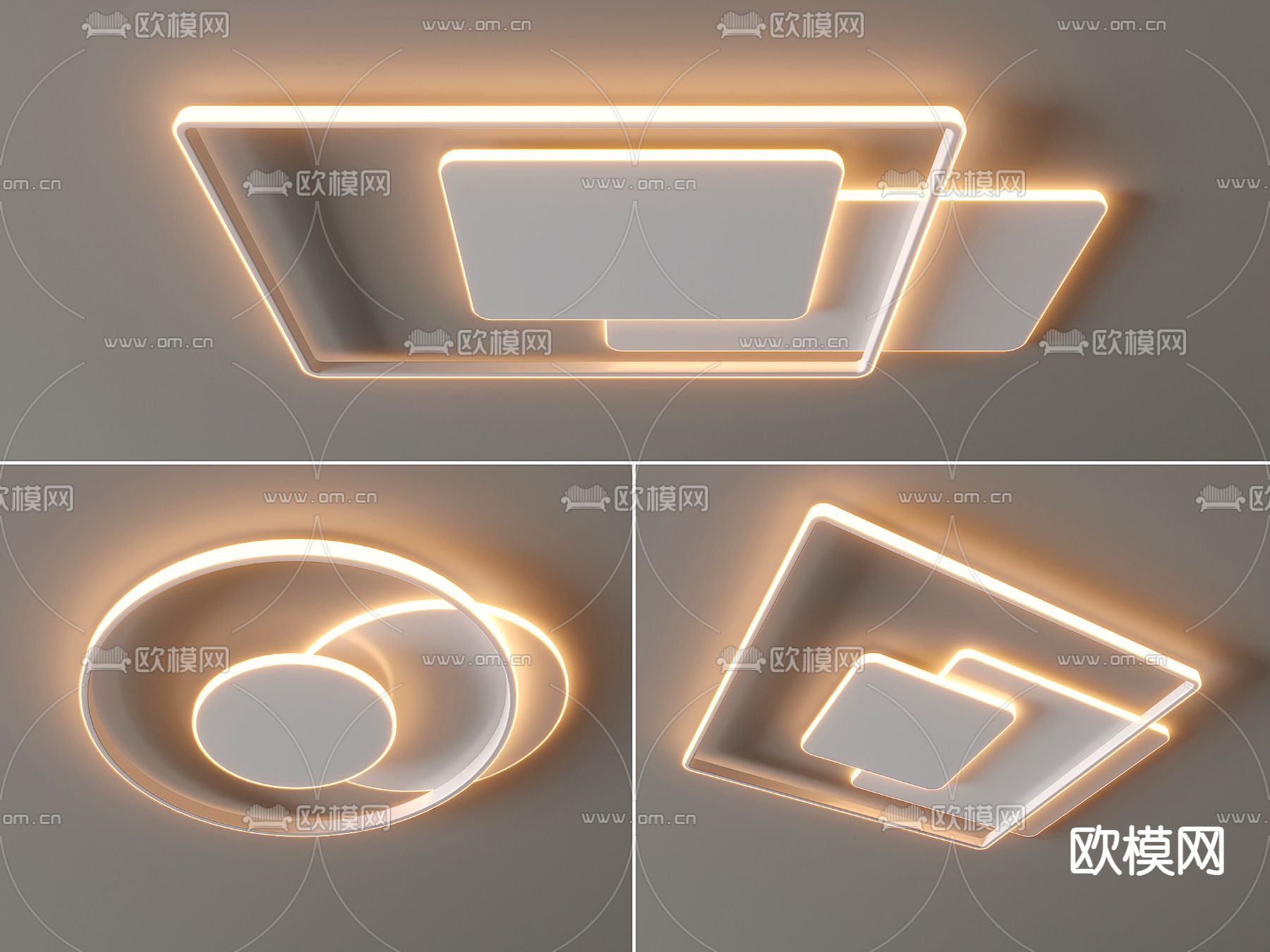 现代吸顶灯su模型下载（渲染图2）