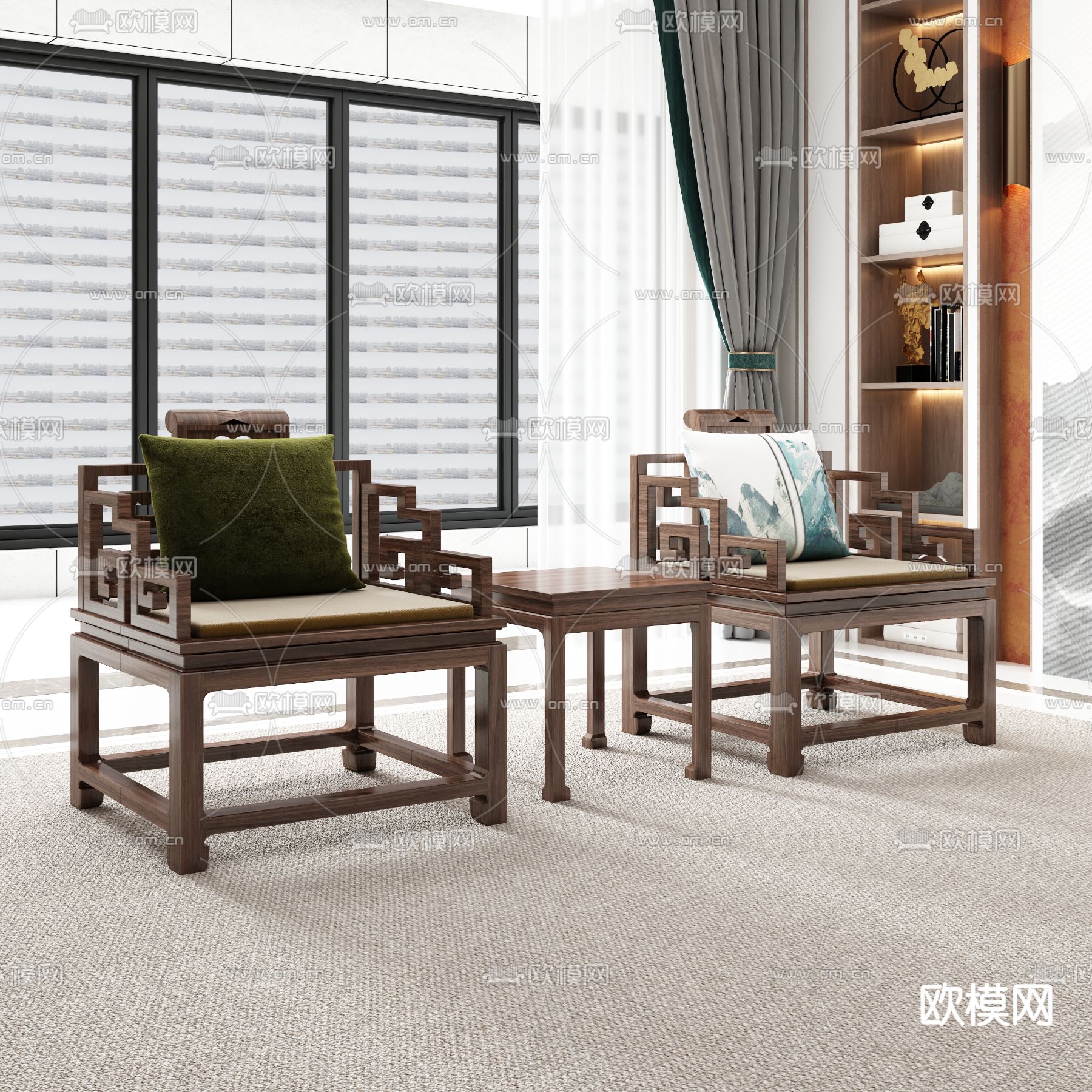 中式椅子 休闲椅3d模型下载