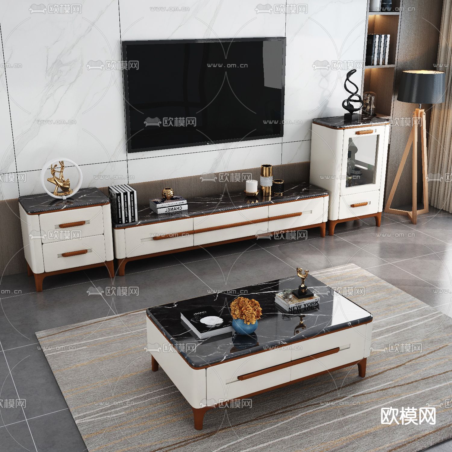 现代电视柜 茶几3d模型下载