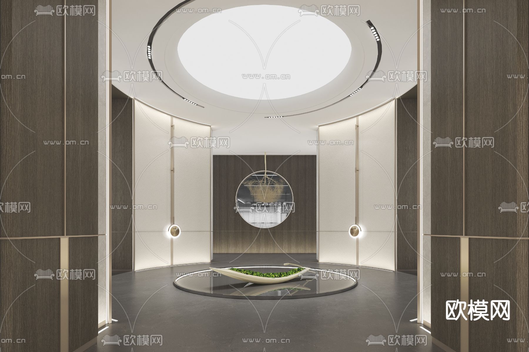 新中式会所中庭3d模型下载