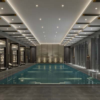 中式游泳池 室内游泳馆3d模型