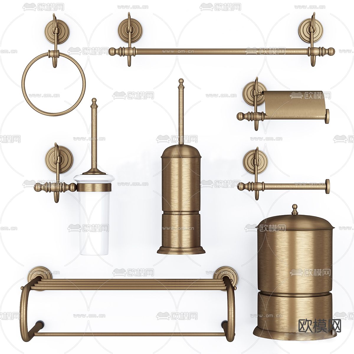 新古典毛巾架 卫浴小件 浴室五金件3d模型下载