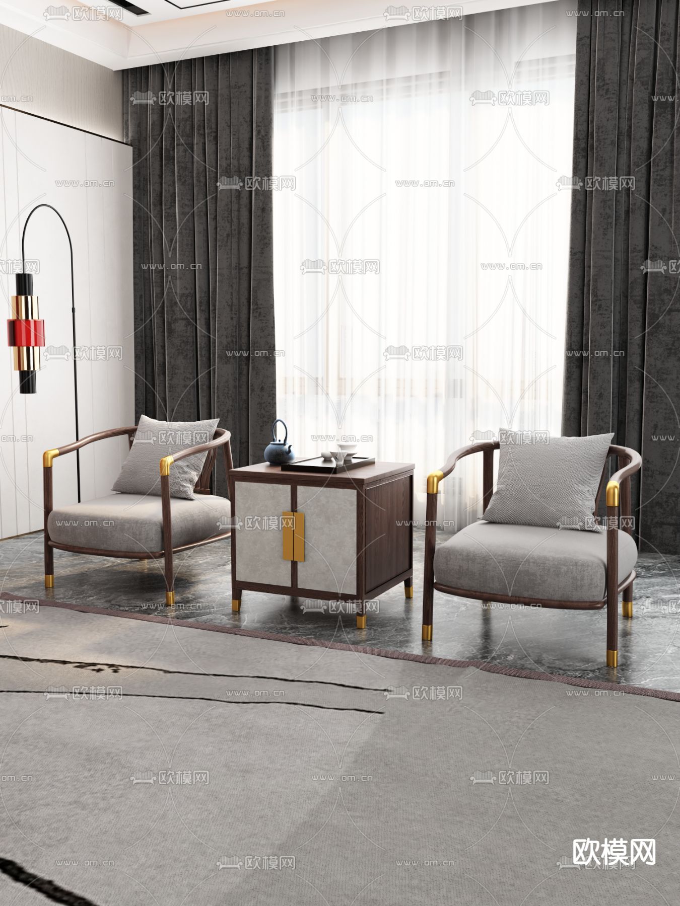 中式沙发 休闲沙发3d模型下载