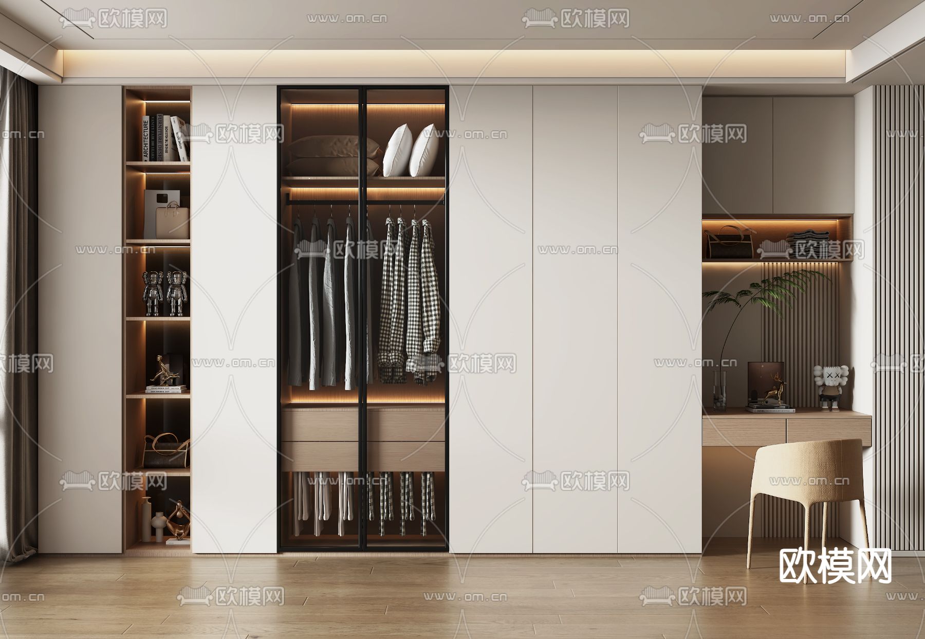 现代衣帽间3d模型下载