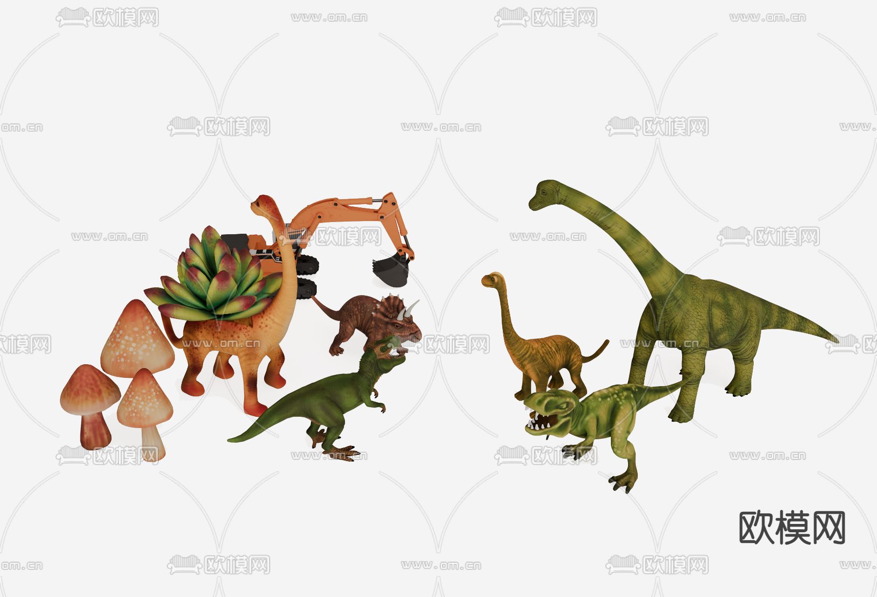 现代恐龙玩具su模型下载（渲染图2）
