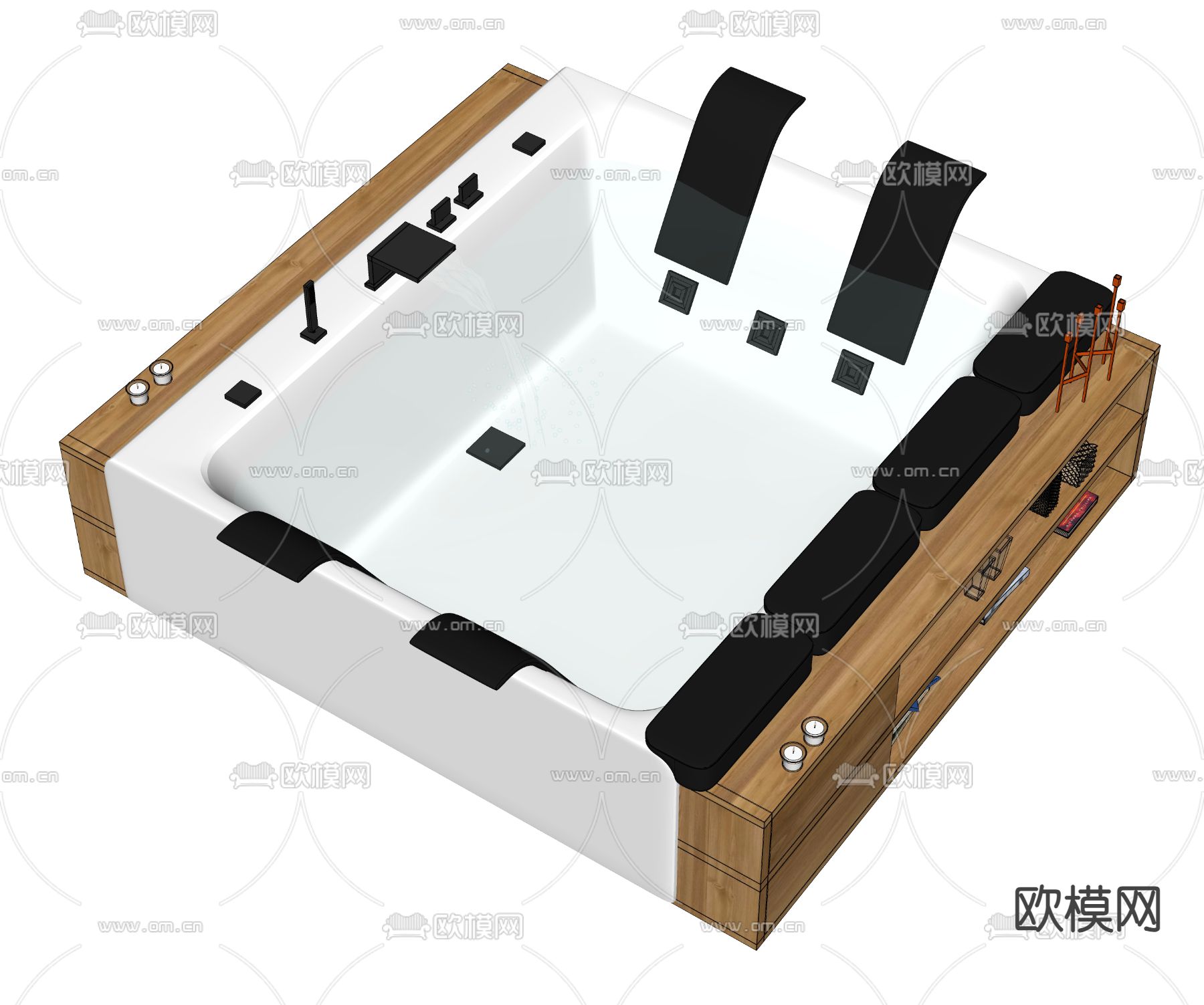 现代小型游泳池 按摩浴缸su模型