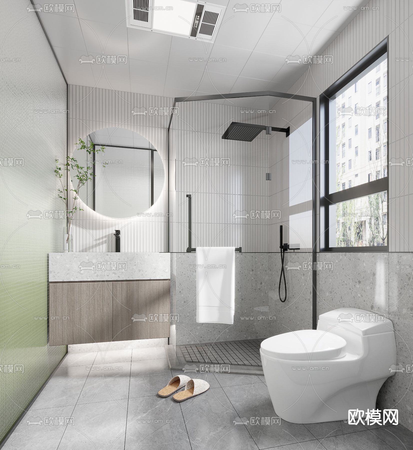 现代卫生间 浴室 洗手间3d模型下载