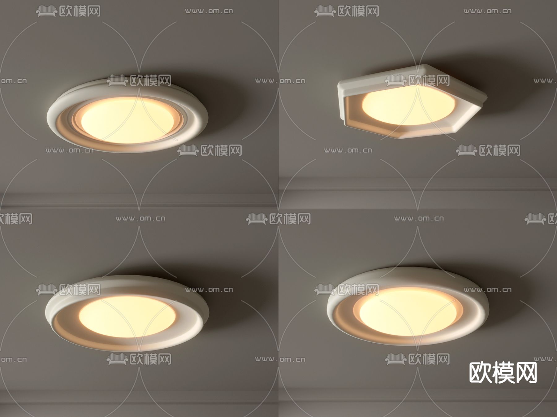 几何吸顶灯 卧室灯3d模型下载