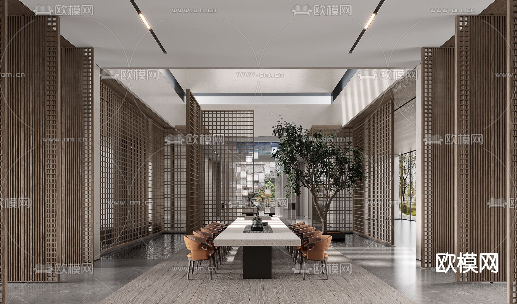 新中式售楼处 茶室3d模型下载