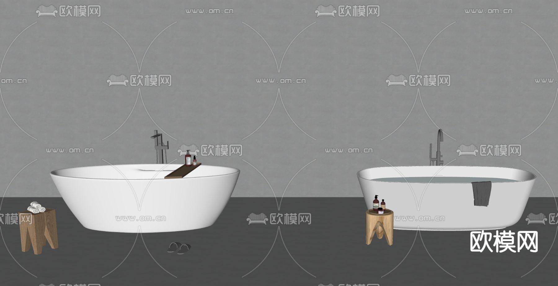现代浴缸su模型下载（渲染图1）