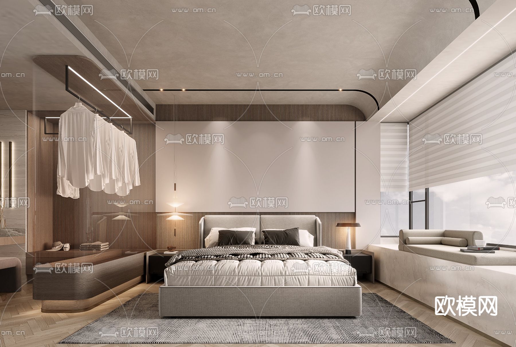 侘寂卧室 主人房3d模型下载