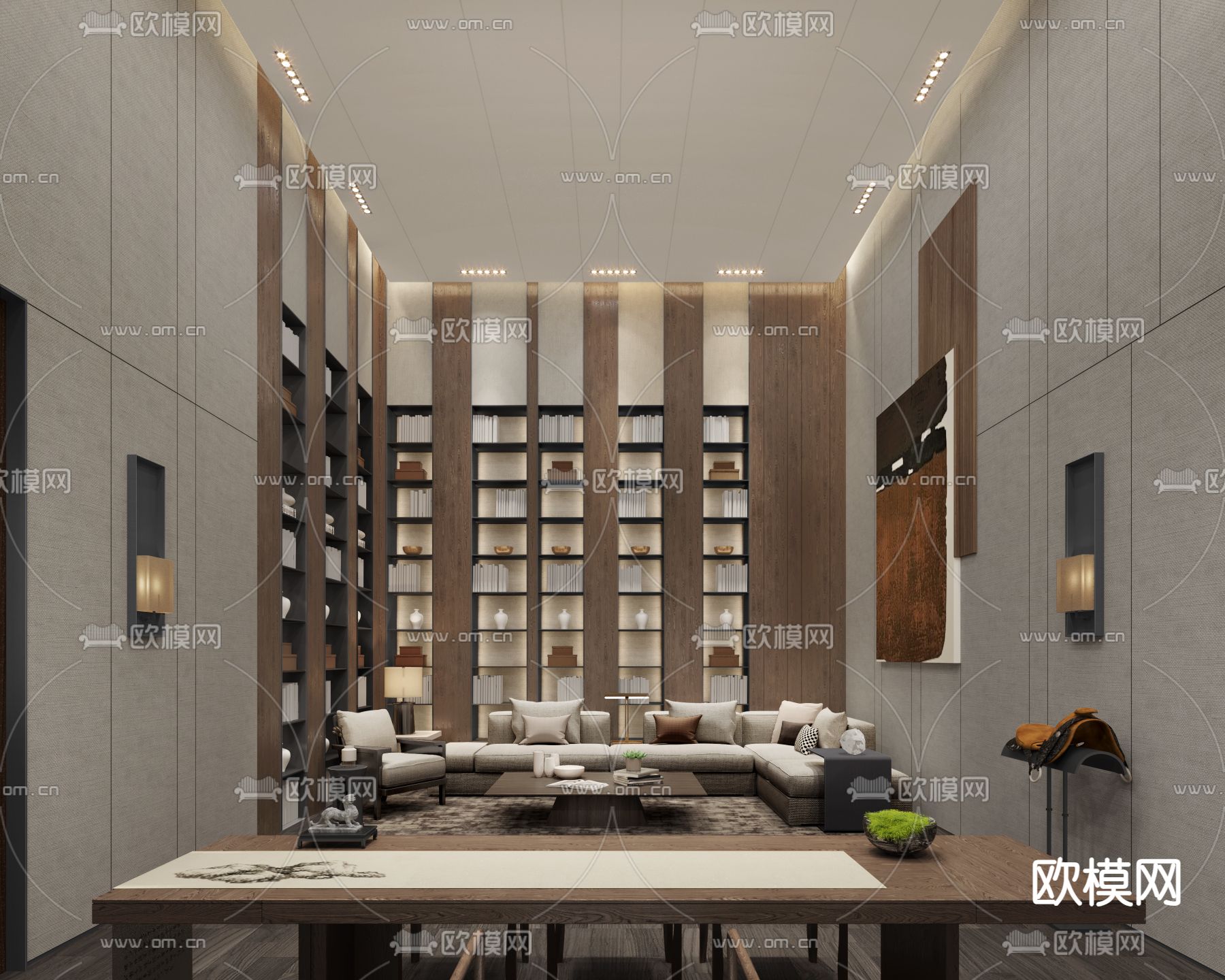 新中式接待室 会客室3d模型下载