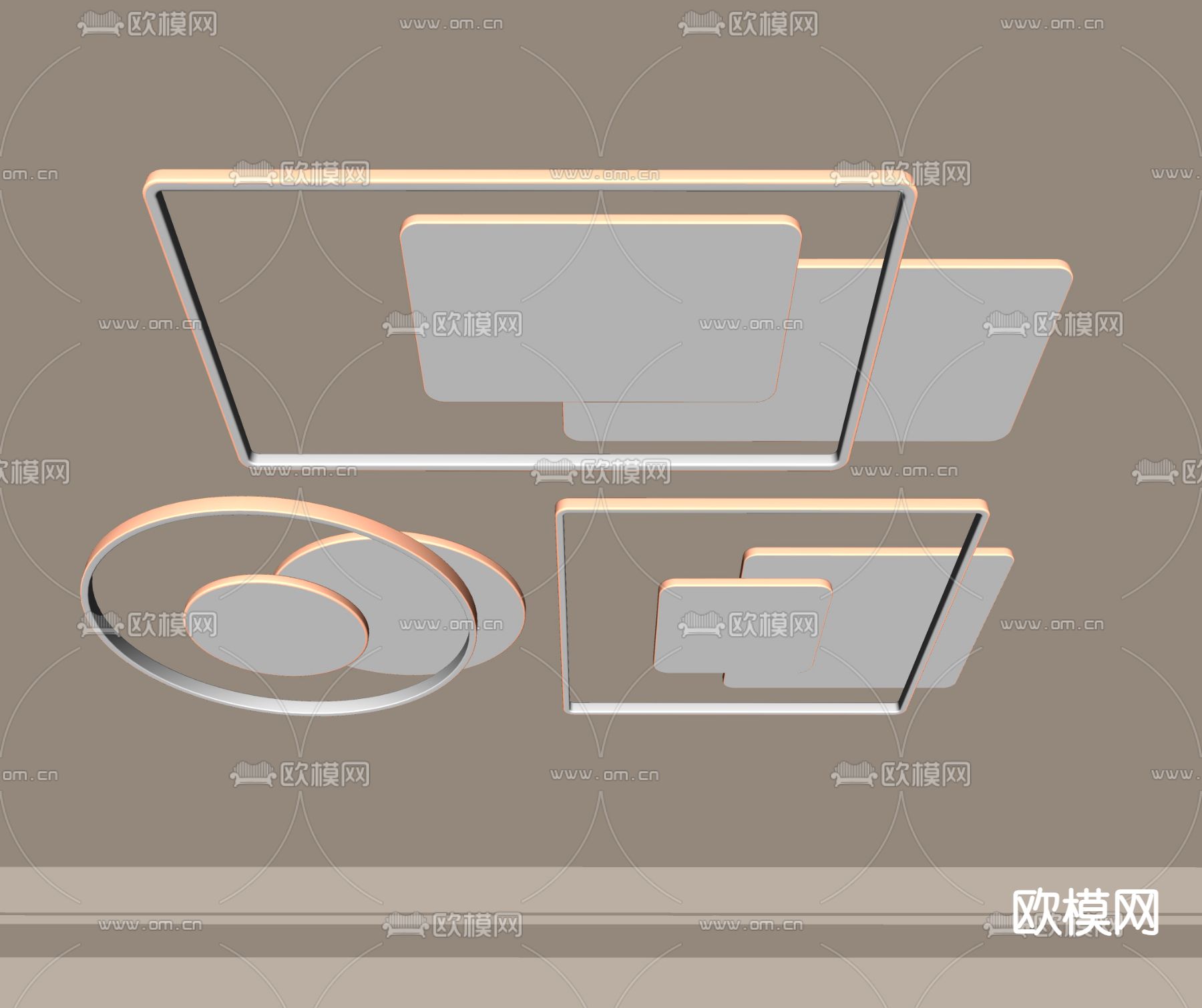 现代吸顶灯su模型下载（渲染图1）