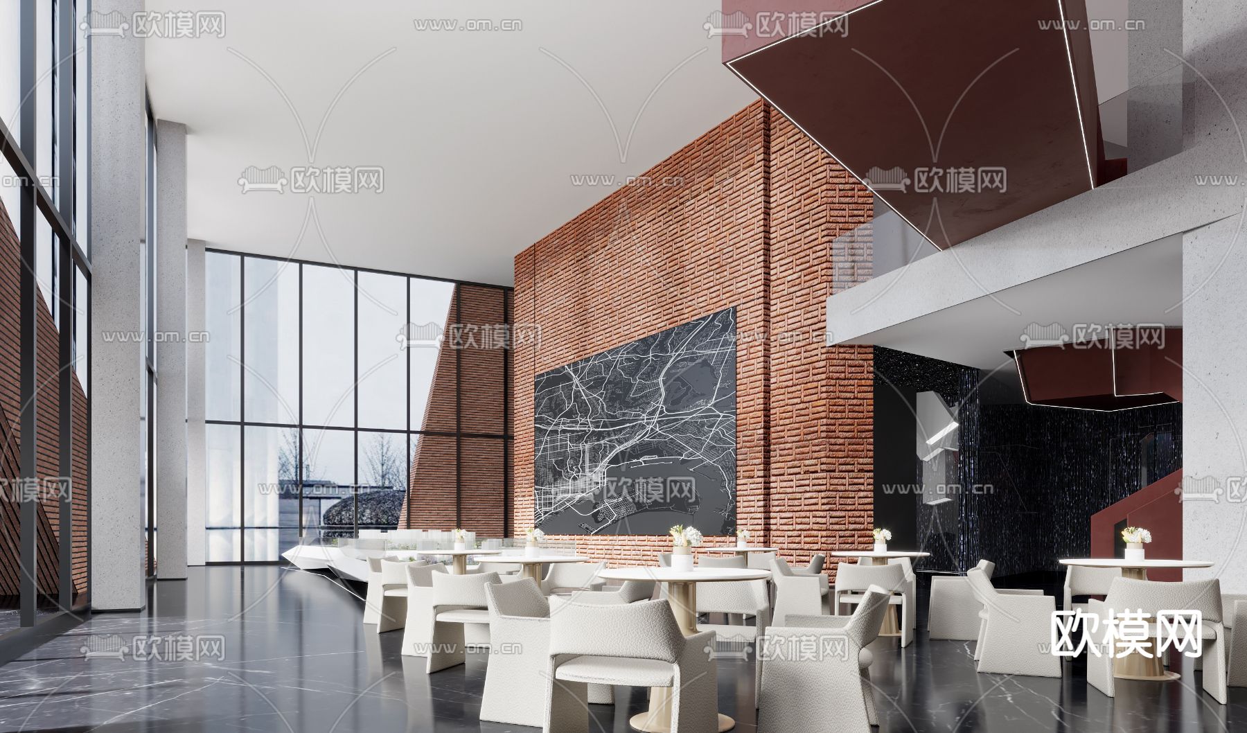 现代售楼处 洽谈区3d模型下载