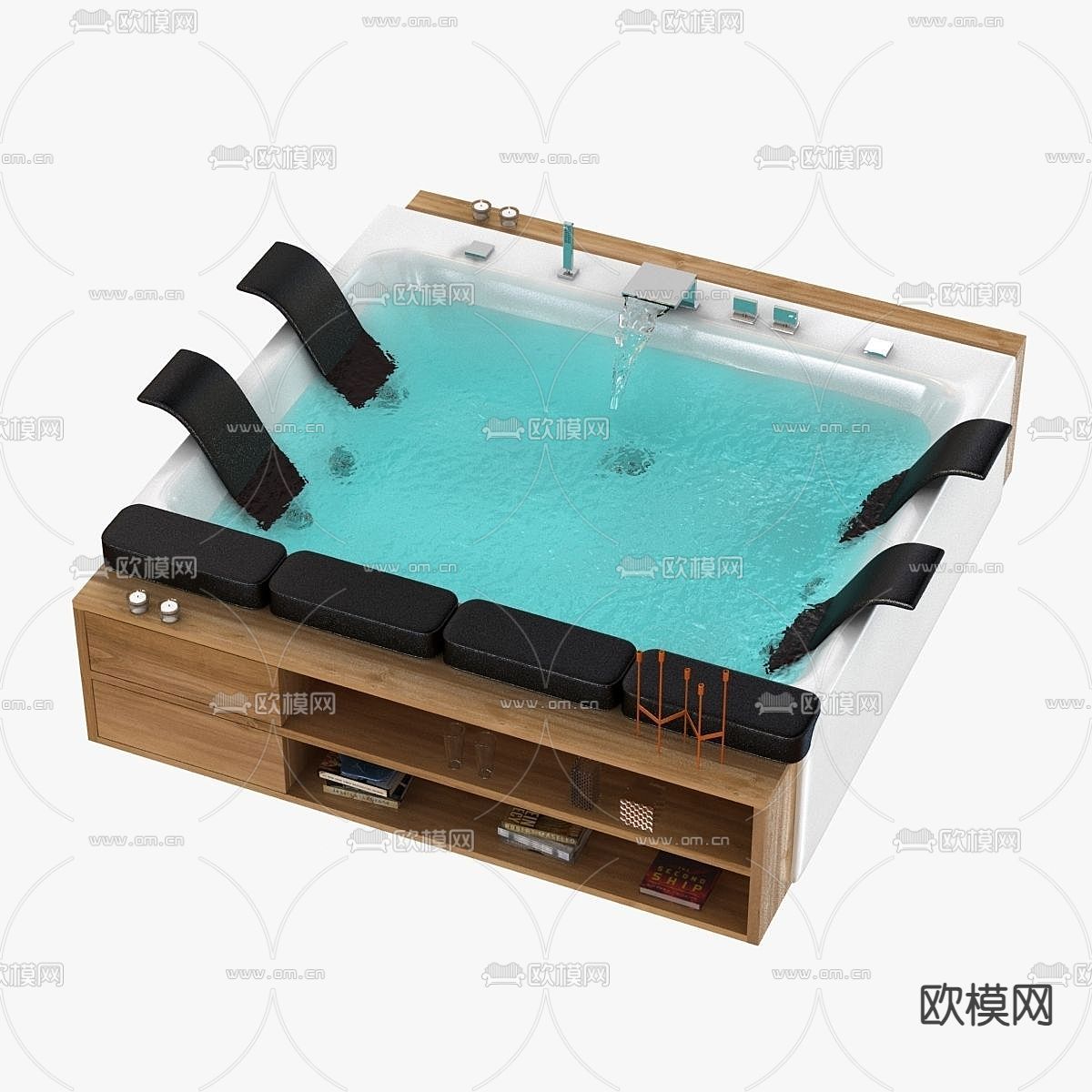 现代小型游泳池 按摩浴缸su模型