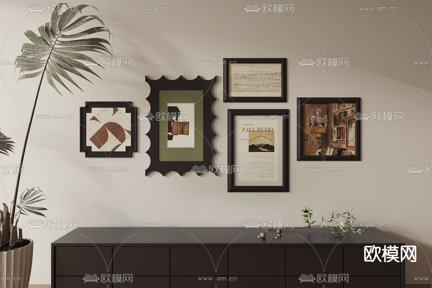 中古风装饰画 艺术画 油画3d模型下载