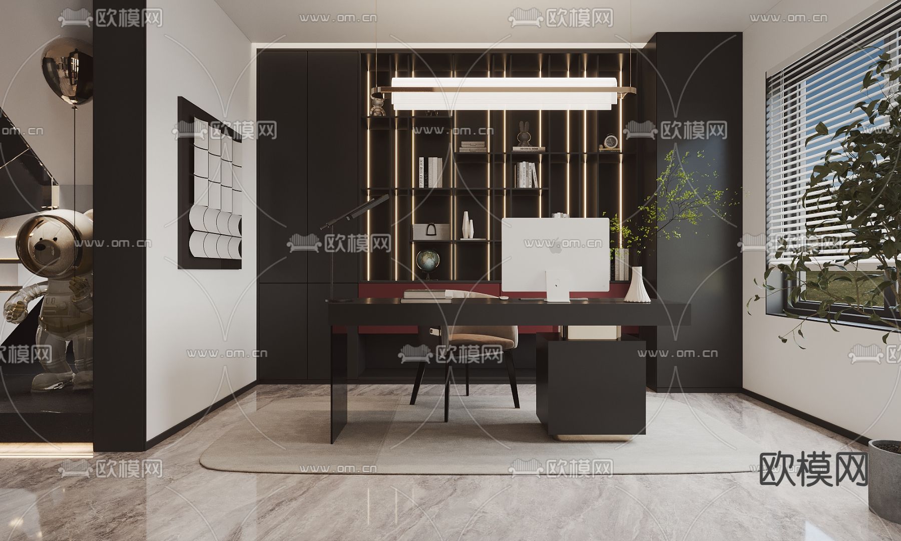 现代别墅客厅 挑空客厅su模型下载（渲染图5）